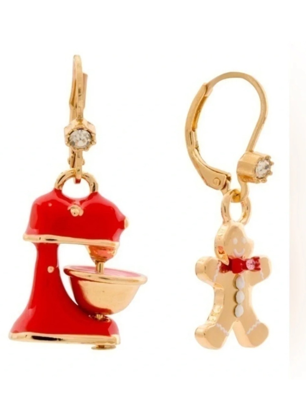 Betsey Johnson Christmas Gingerbread & Stand Mixer Mismatch Earrings New